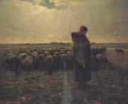 jean-francois millet Shepherdess with her flock (san17) oil painting on canvas